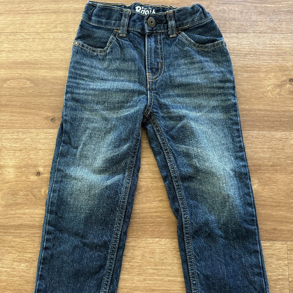 Oshkosh Bgosh Denim Blue Jeans Classic Cut Boy's Size 3T Adjustable Waist